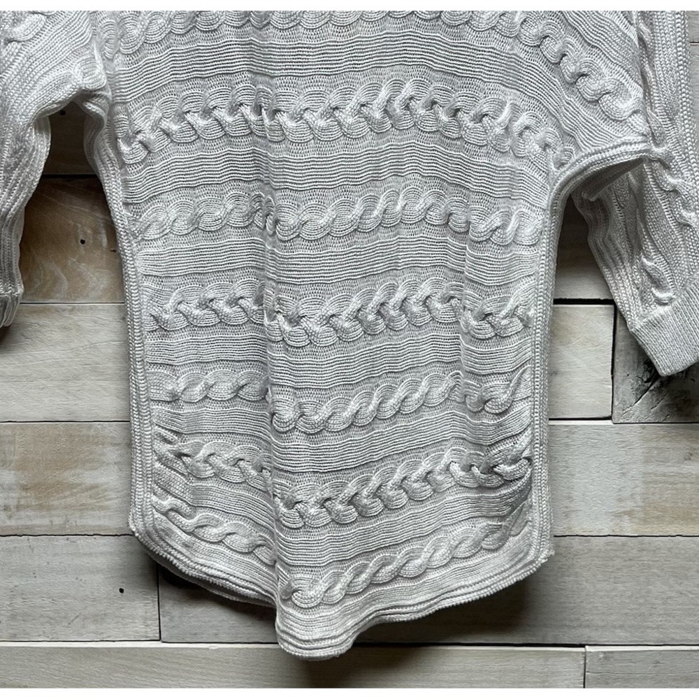 Lauren Ralph Lauren Sweater Top Large White Cable Knit Short Sleeve Black Label - Picture 4 of 10